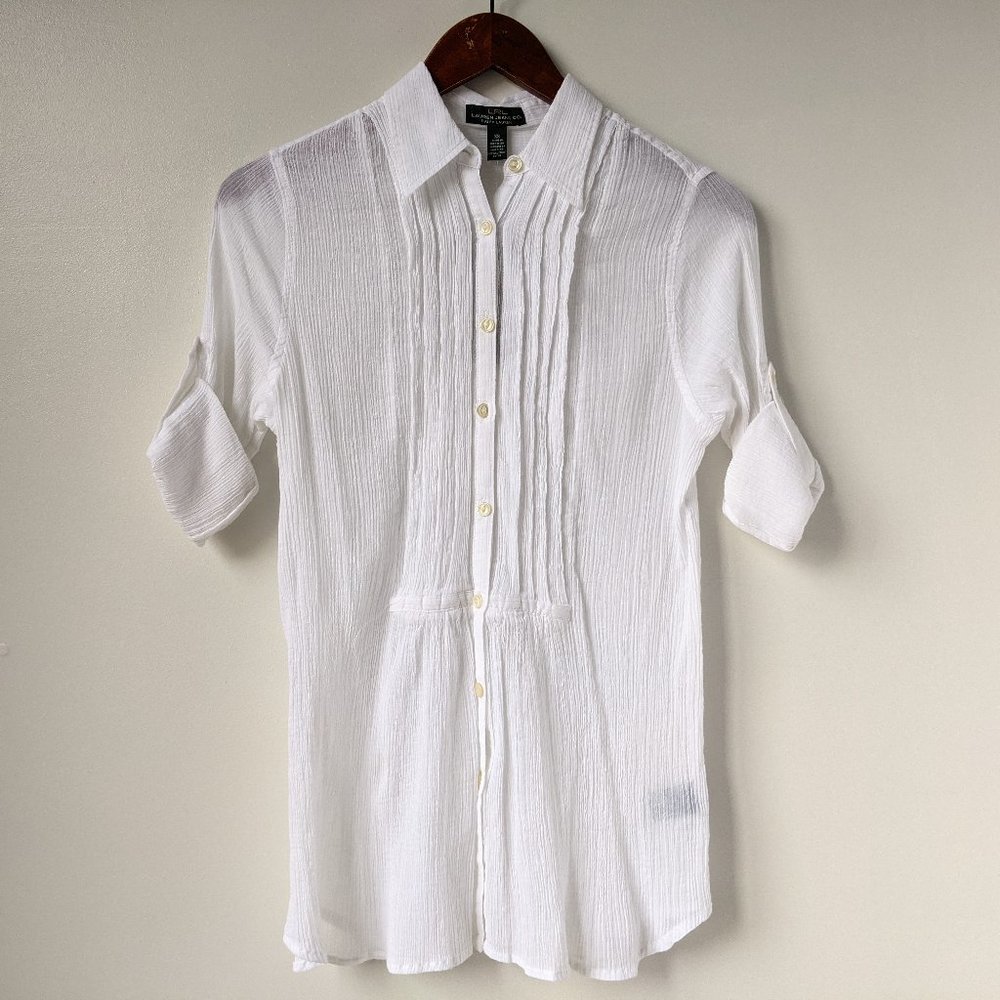 Lauren Ralph Lauren White Gauze Crinkle Tunic